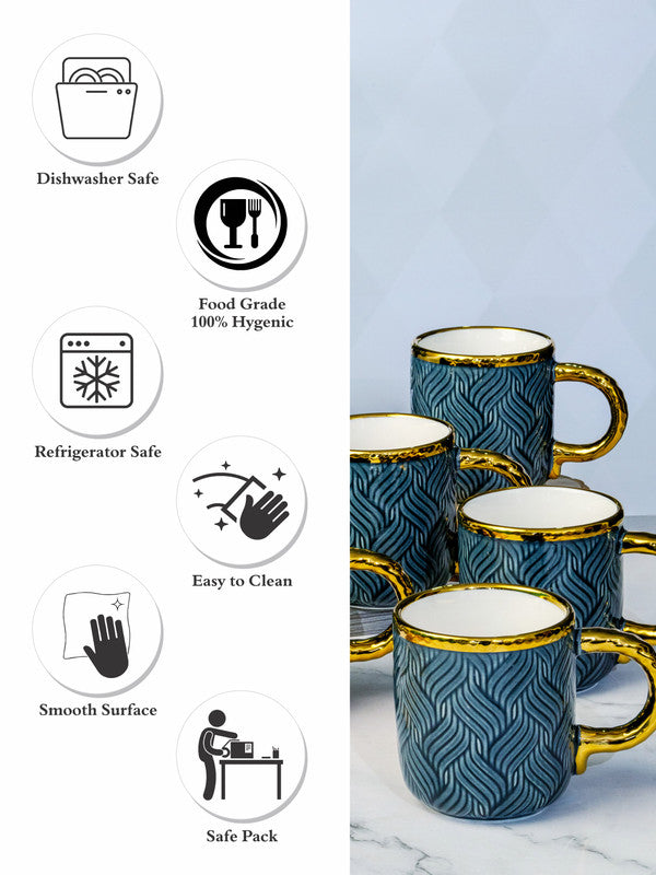 Porcelain Coffee/Tea Gold Design Mug Set of 6pcs