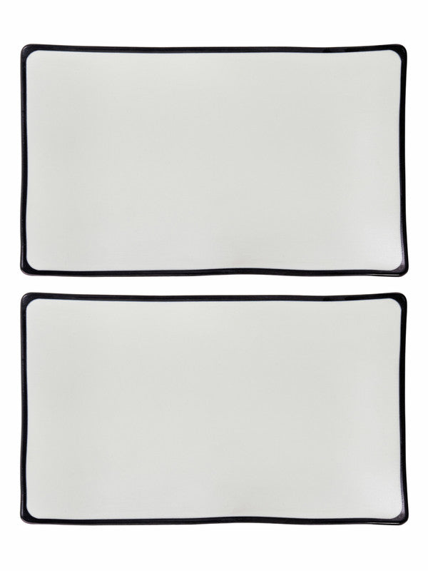Servewell Double Toned Serving Rect. Platter (Set of 2pcs) 27cm - Brown Terraclay