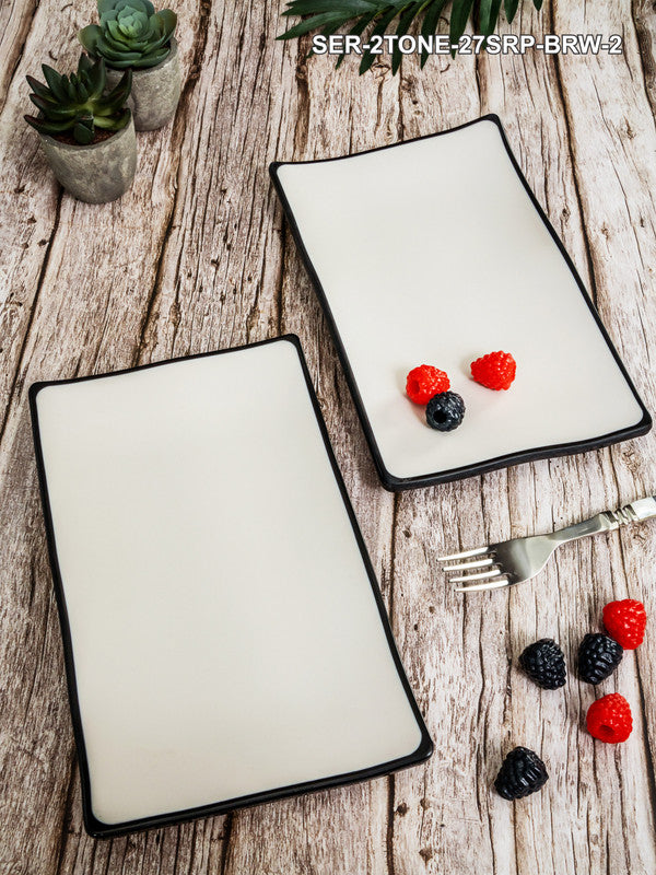 Servewell Double Toned Serving Rect. Platter (Set of 2pcs) 27cm - Brown Terraclay