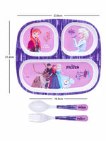 1 pc 5 Part Plate and 1 pc Fork & Spoon 16 cm Set 3 pc - Frozen