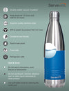 INDUS - 1000 ML ( Twin st. ) BLUE 1pc SS Vacuum Bottle