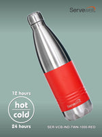 INDUS - 1000 ML ( Twin st. ) RED 1pc SS Vacuum Bottle