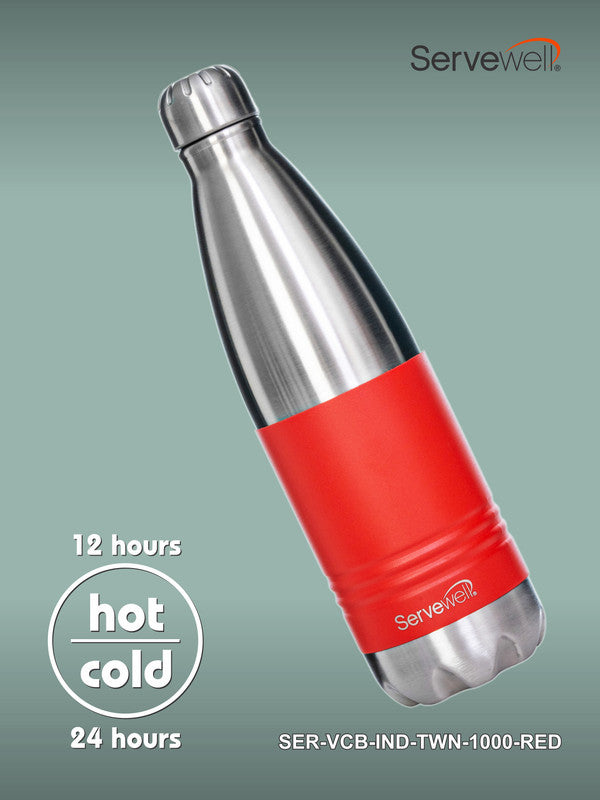 INDUS - 1000 ML ( Twin st. ) RED 1pc SS Vacuum Bottle