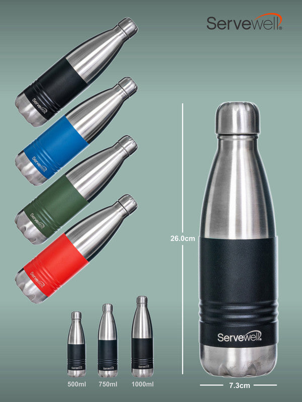 INDUS - 500 ML ( Twin st. ) BLACK 1pc SS Vacuum Bottle