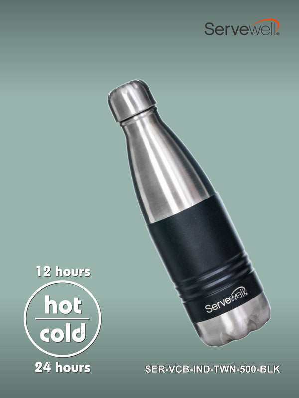 INDUS - 500 ML ( Twin st. ) BLACK 1pc SS Vacuum Bottle