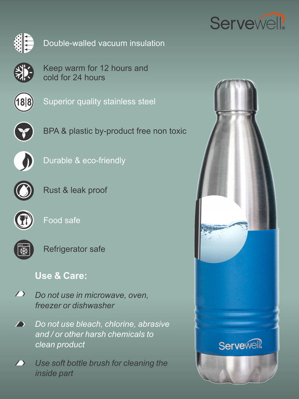 INDUS - 750 ML ( Twin st. ) BLUE 1pc SS Vacuum Bottle