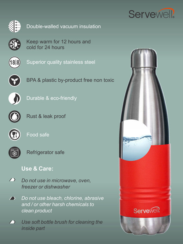 INDUS - 750 ML ( Twin st. ) RED 1pc SS Vacuum Bottle