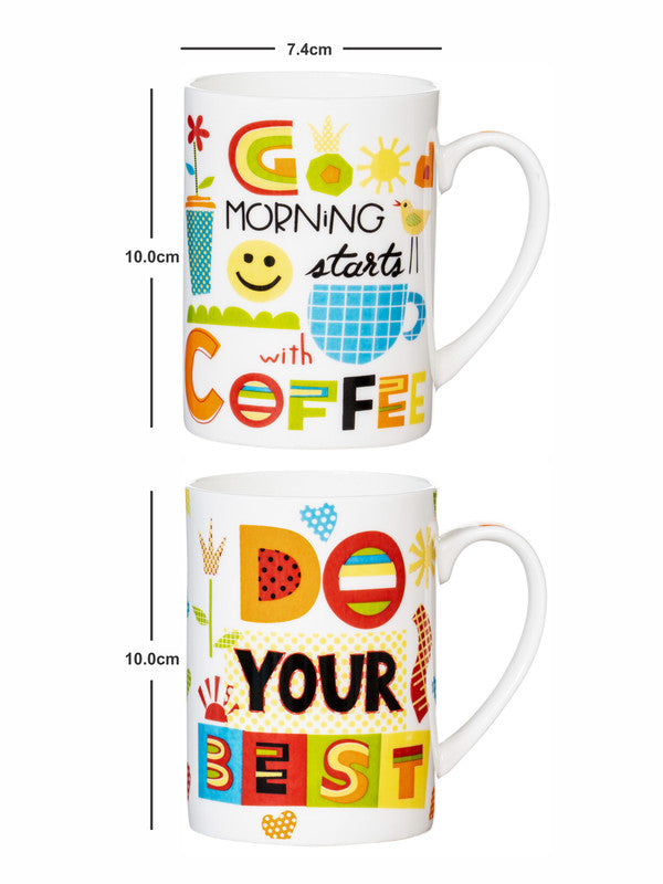 Bone China Large Coffee Mug Set of 2pcs