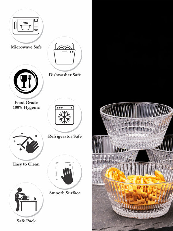 Clear Glass Round Bowl Set of 6pcs
