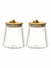 Glass Storage Jar with Wooden Lid Set of 2pcs