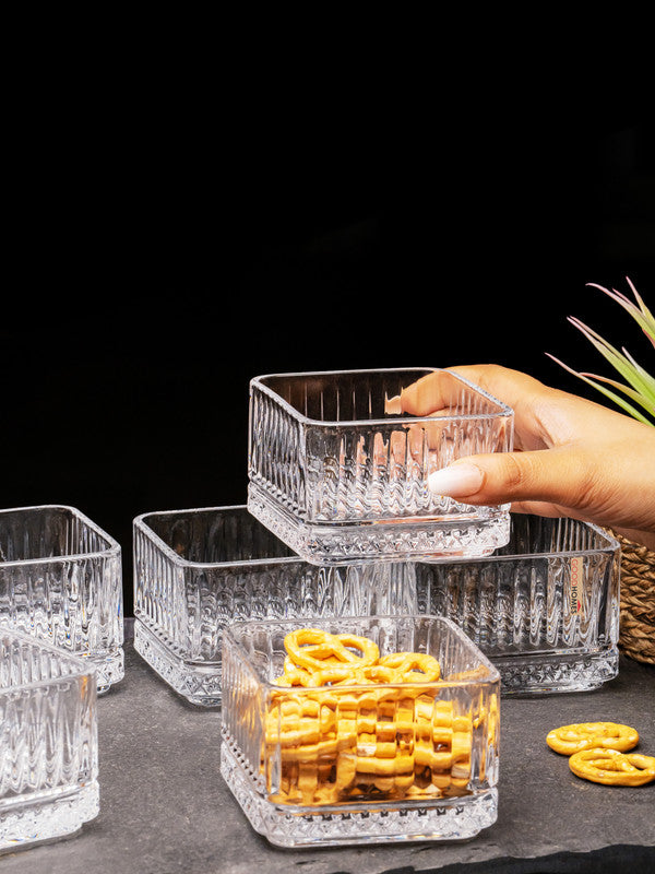 Clear Glass Square Bowl Set of 6pcs