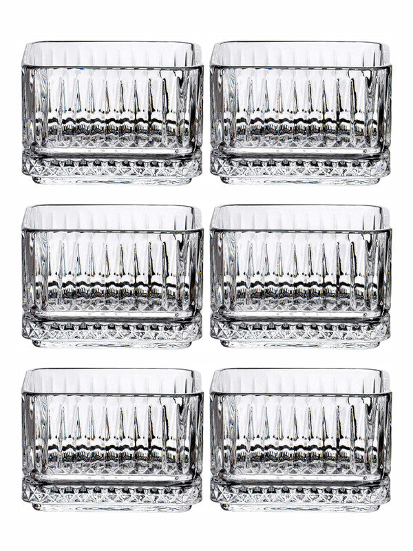 Clear Glass Square Bowl Set of 6pcs
