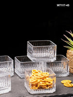 Clear Glass Square Bowl Set of 6pcs