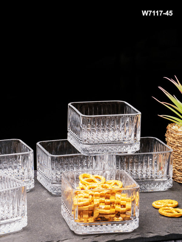 Clear Glass Square Bowl Set of 6pcs