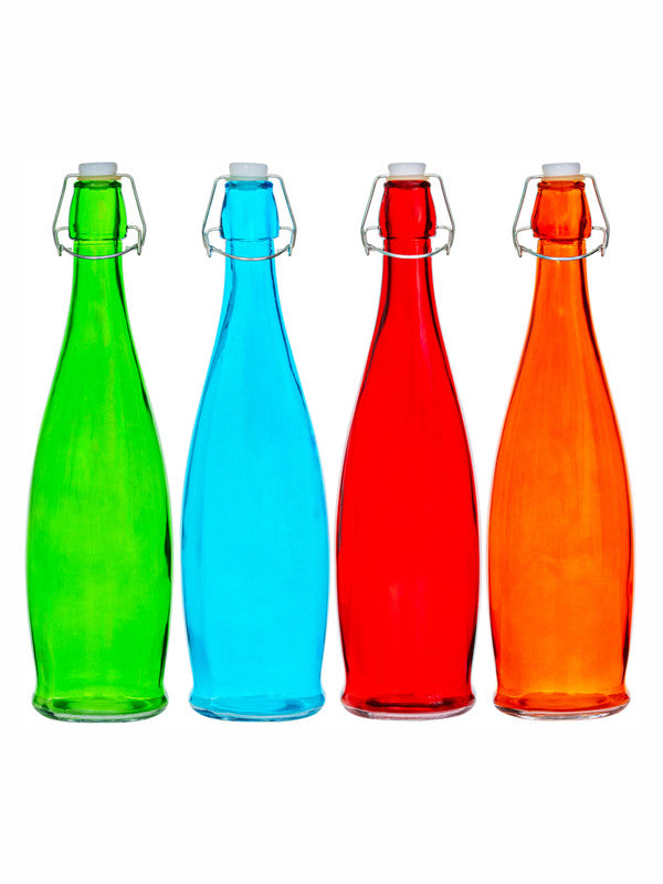 Color Glass Bottle Set of 4pcs