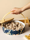 Porcelain Snack Bowl with Wooden Handle & Lid