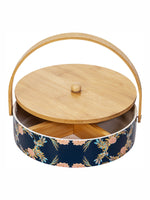 Porcelain Snack Bowl with Wooden Handle & Lid