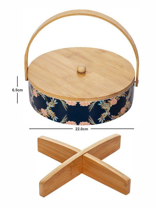 Porcelain Snack Bowl with Wooden Handle & Lid
