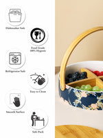 Porcelain Snack Bowl with Wooden Handle & Lid