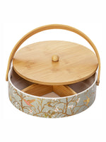 Porcelain Snack Bowl with Wooden Handle & Lid