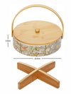Porcelain Snack Bowl with Wooden Handle & Lid