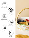 Porcelain Snack Bowl with Wooden Handle & Lid