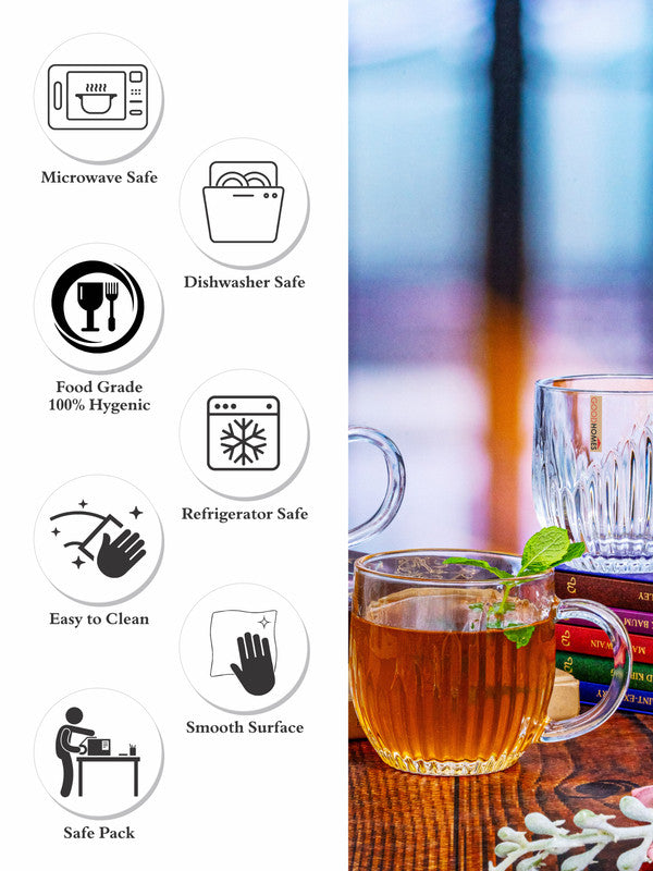 Tea/Coffee Glass Mug Set of 6pcs