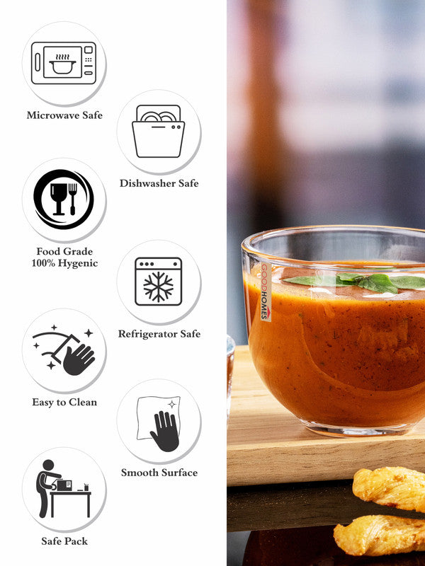 Glass Soup Mug Set of 4pcs
