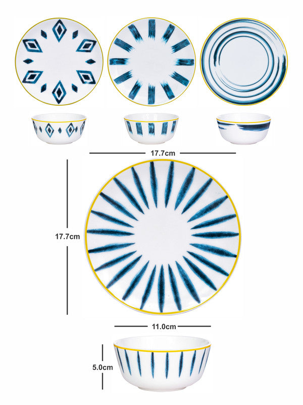 Bone China Soup Bowl & Serving Plate Set of 8pcs