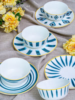 Bone China Soup Bowl & Serving Plate Set of 8pcs