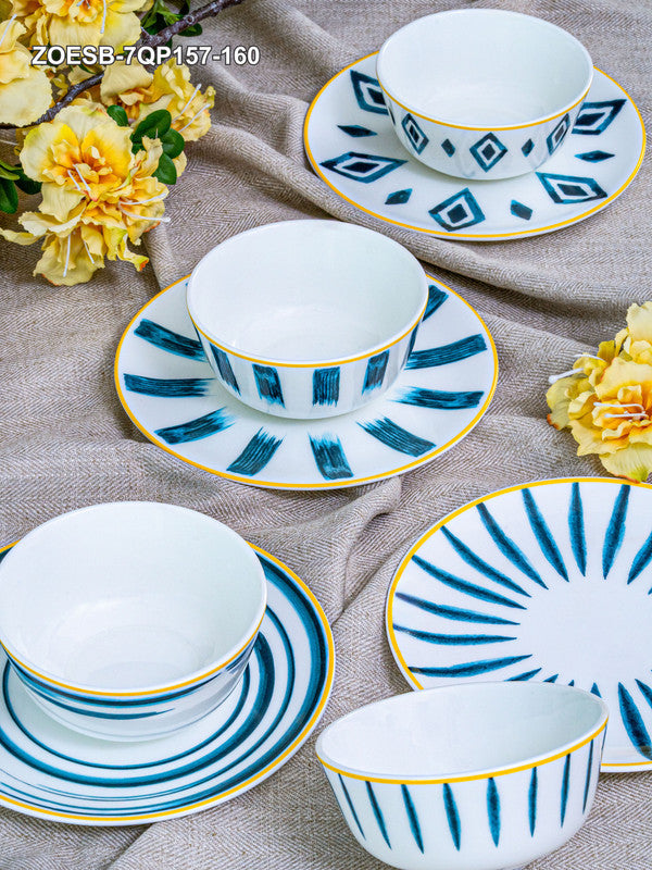 Bone China Soup Bowl & Serving Plate Set of 8pcs