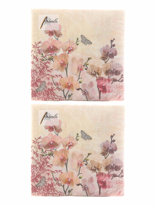 20Pcs/Bag Rose Chinese Peony Flowers Decoupage Paper Napkins