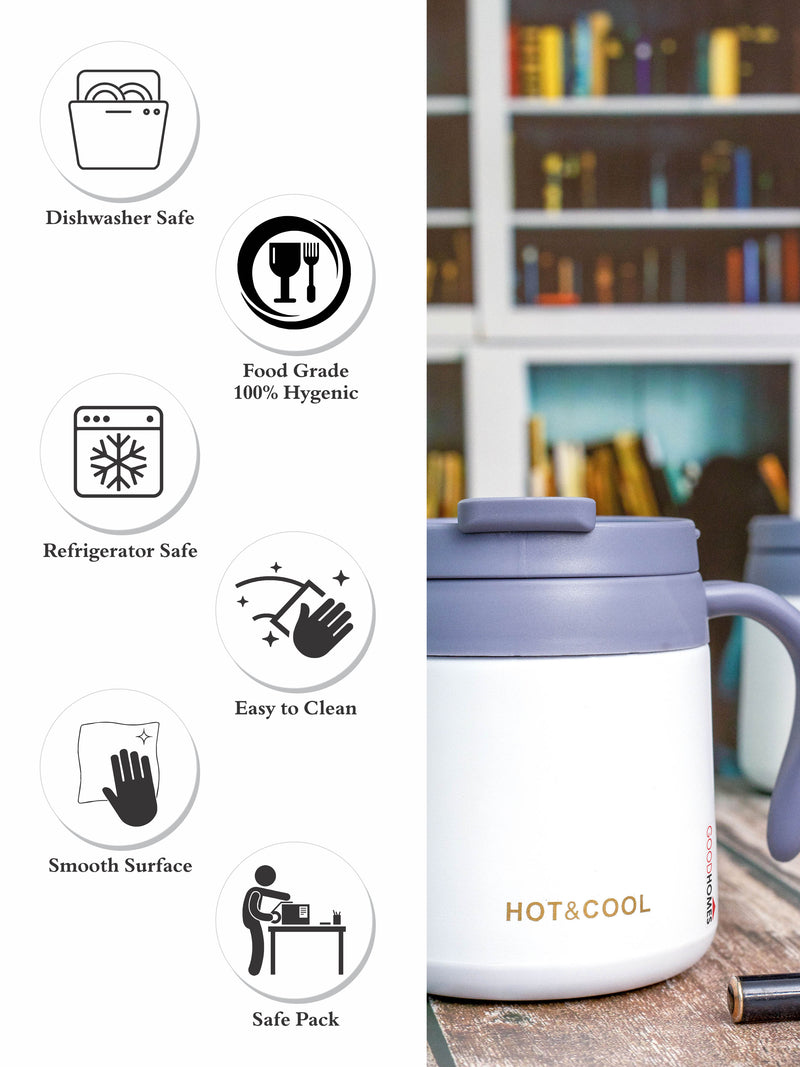 Goodhomes Hot & Cold Vacuum Ss White Coffee Mug