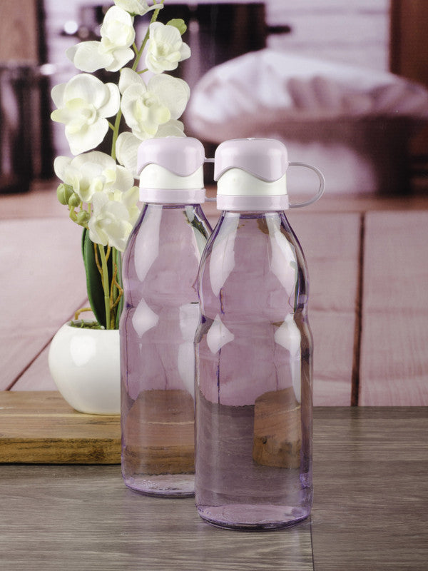 Glass Bottle with Flip Top Cap in Purple Colour for Water, Juice (Set of 2 pcs)