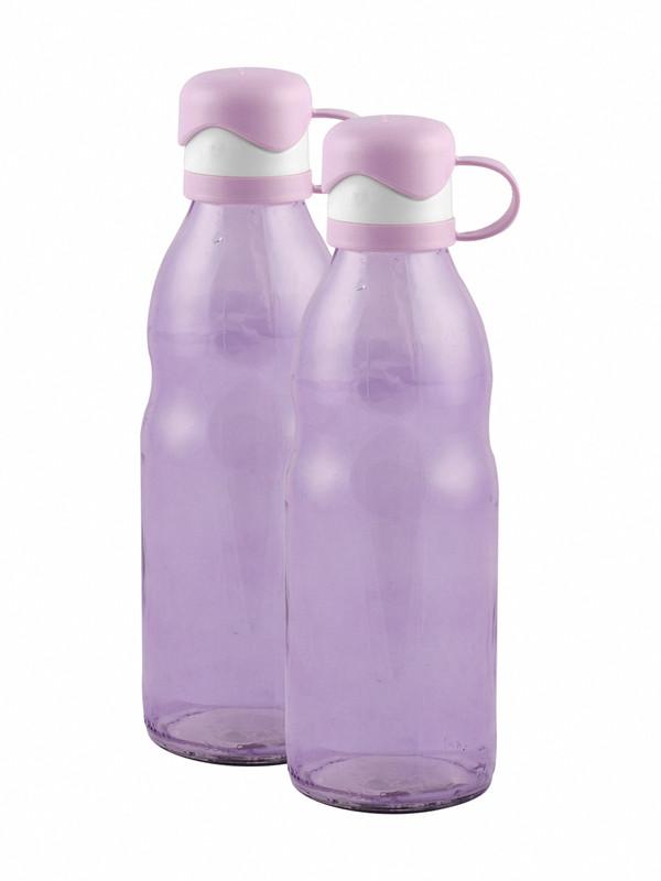 Glass Bottle with Flip Top Cap in Purple Colour for Water, Juice (Set of 2 pcs)