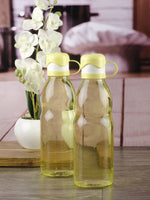 Glass Bottle with Flip Top Cap in Yellow Colour for Water, Juice (Set of 2 pcs)