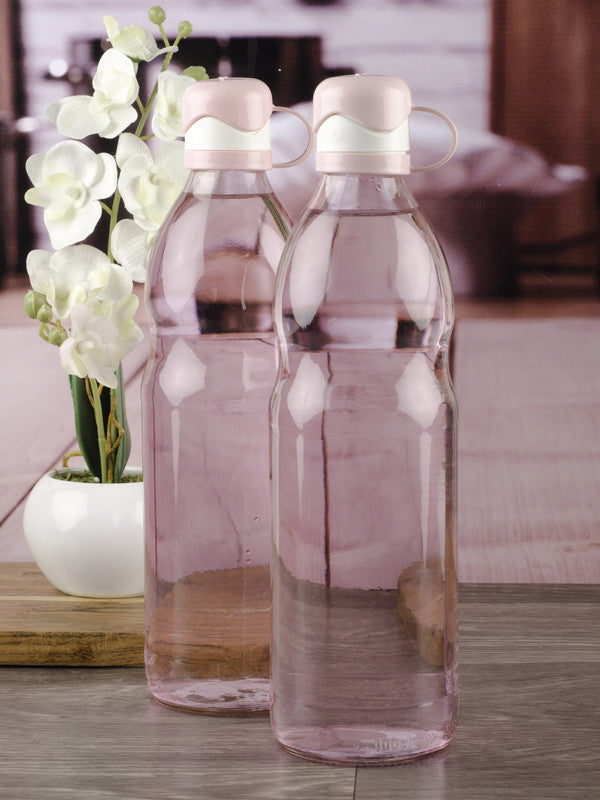 Glass Bottle with Flip Top Cap in Pink Colour for Water, Juice (Set of 2 pcs)