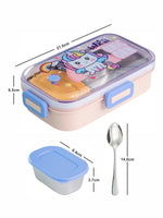 2 partition 700ml Lunch Box Stainless Steel with Spoon & container with lid