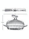 Glass Butter Dish With Lid & Knife Set of 2pcs