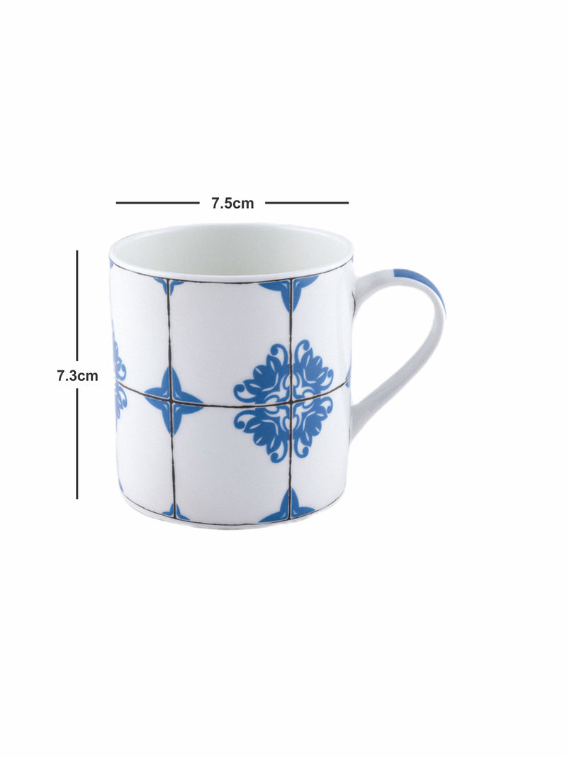Bone China Coffee Mug Set with Color Design. ( Set of 6 Cup )