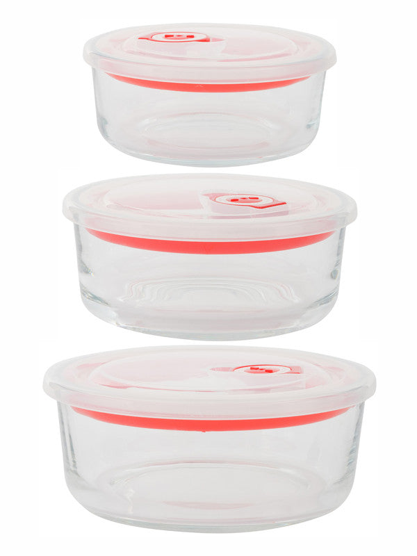 Goodhomes Glass container with Airtight Lid (Set of 3pcs)