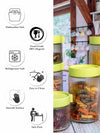Goodhomes Glass Storage Jar With Green Lid (Set Of 2Pcs Small, 2Pcs Medium & 1Pc Large Jar)