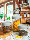 Goodhomes Glass Storage Jar With Gray Lid (Set Of 2Pcs Small & 1Pc Medium Jar)