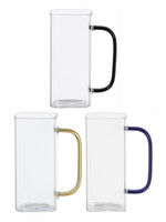Goodhomes Glass Coffee Mug with Color Handle (Set of 3pcs)
