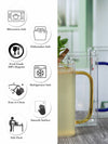 Goodhomes Glass Coffee Mug with Color Handle (Set of 3pcs)