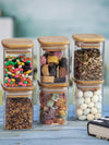 Goodhomes Glass Storage Jar with Wooden Lid (Set of 6pcs)