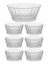 Goodhomes Glass Serving Bowl (Set of 1pc Large Bowl & 6pcs Small Bowl)