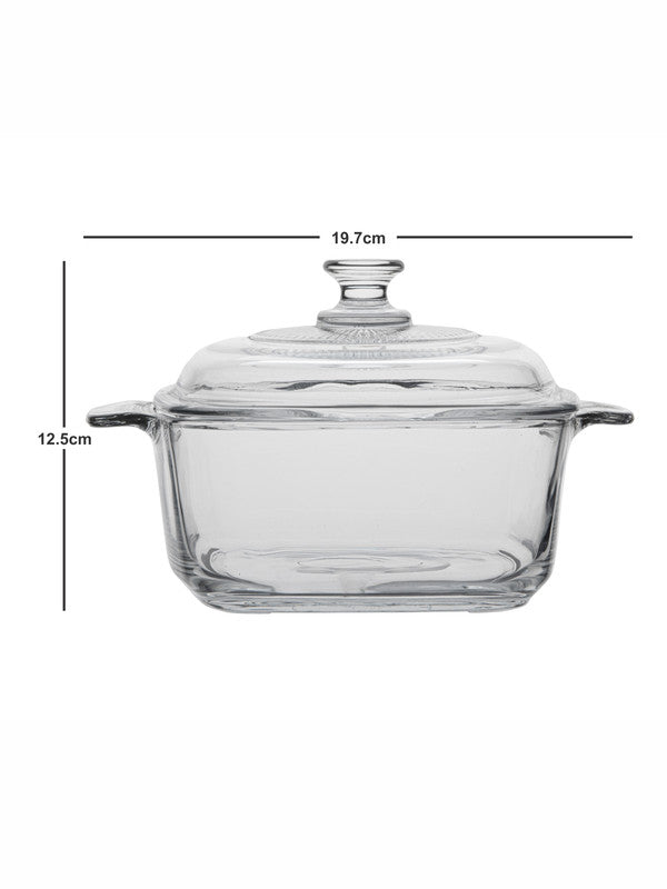 Goodhomes Square Glass Serving Bowl with Glass Lid