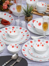 Cello Opalware Dinner Set With Print (Set Of 6Pcs Dinner Plate, 6Pcs Quarter Plate, 6Pcs Veg. Bowl, 6Pcs Soup Bowl, 1Pc Round Platter, 2Pcs Salt & Pepper, 2Pcs Serving Bowl & 2Pcs Lid)