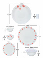 Cello Opalware Dinner Set With Print (Set Of 6Pcs Dinner Plate, 6Pcs Quarter Plate, 6Pcs Veg. Bowl, 6Pcs Soup Bowl, 1Pc Round Platter, 2Pcs Salt & Pepper, 2Pcs Serving Bowl & 2Pcs Lid)